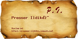 Presser Ildikó névjegykártya
